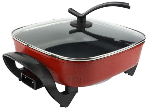 NobesOnbet Fondue électrique, 1360w antiadhésif Multifonction Couvert poêle électrique, réglable en température, Facile à Nettoyer (5,5l)