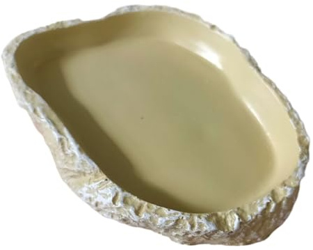 KIXZSAZ Práctico de Agua para Mascotas con Cuenco de alimentación Corteza imitación, Cualquier alimentación Reptiles y Tortugas Resina