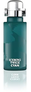 ICEBERG Twice Cyan – Eau de Toilette 125 ml, Profumo da Uomo dalle Note Legnose Aromatiche, Flacone Ciano in Vetro Satinato con Tappo Argento, Design Pop Anni ’70 e ’80