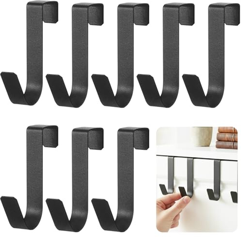 DOPENSPI Lot de 8 crochets de porte d'armoire, crochets en J très résistants sans perçage, pour armoire, tiroir, couronne en métal pour suspendre un gain de place