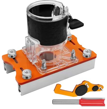 Localisateur de rainures pour fraiseuse à bois – de finition multiple, guide de support en métal, base de coupe en PP avec couvercle transparent | outil pour chanfreiner les courbes Mo
