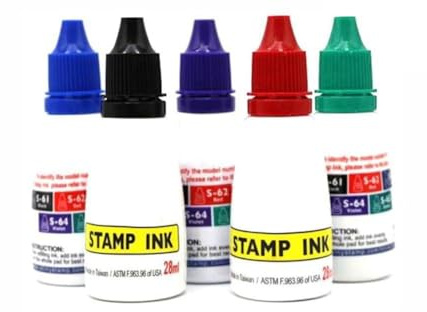 Tidevib Selbstfärbende Nachfülltinte, 25 cc Tinte auf Wasserbasis für Stempel und Stempelkissen, 5 Farben (Schwarz, Blau, Rot, Grün, Violett)