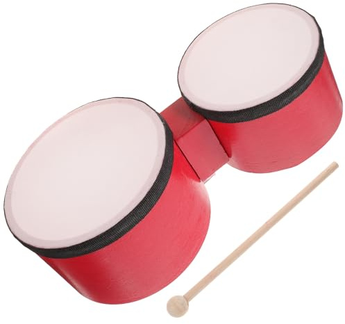 KONTONTY Set Strumenti a Percussione per Tamburo Bongo 5” e 6”, Bacchetta Inclusa, Giocattolo Tamburo Educativo per Feste e Spettacoli Musicali