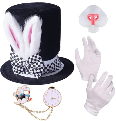 SYTTNUM Chapeau De Lapin De Mars Avec Oreilles De Lapin,Ensemble Chapeau Lapin,Pour Cosplay, Fêtes Costumées Et Adultes Femmes Hommes,Costumes De Fête,Des Tenues De Fête Lumineuses