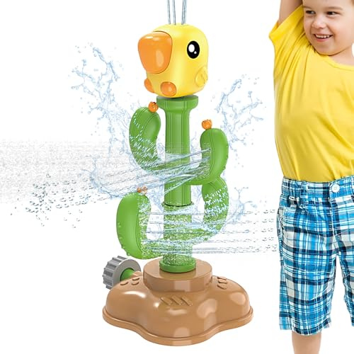 Outdoor Cactus Sprinkler, Kids Water Toy, 10.24x5.31x4.53 inches Backyard Lawn Spray Sprinkler Boys and Girls, Fun Pool Accessory for Summer, Garden Water Play Toy for Kids and Families