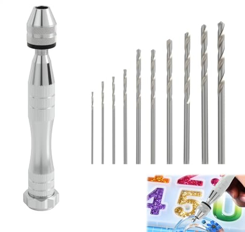 10 PCS Pin Vise, Hand Drill Mini Drill Bits (0.8 mm-3 mm) for Resin Wood Clay Jewelry Keychains DIY Crafts, Precision Tool for Small Holes, Beads, Jewelry Making, Model, Sculpture, and More