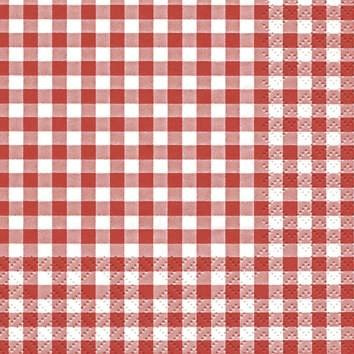 Home Fashion 111211 Tissue Servietten, Kariert, Rot, 25 x 25 cm, 3-lagig, je 20 Stück/Pack