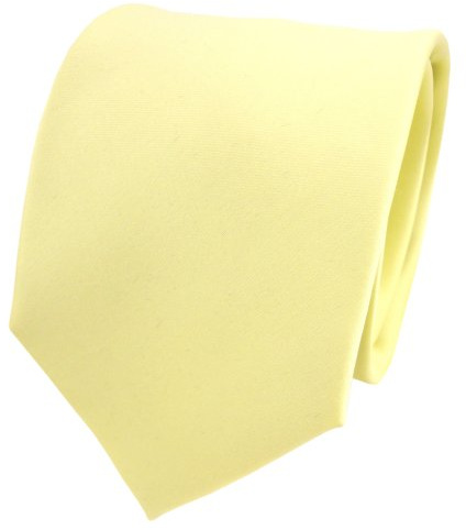 TigerTie Herren Krawatte – Klassische 8 cm Satin-Krawatte in gelb blassgelb einfarbigem Design, ideal für Geschäftstermine, festliche Anlässe und die Freizeit