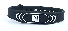 NFC Bracelet for Contact Information, Exhibition, Sport, 924 Byte (NTAG 216), Waterproof, Black, Adjustable