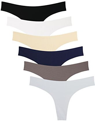 Wealurre Women's Microfiber Low Rise No Show Thong Pantie(B/W/A/DB/BR/G,M)