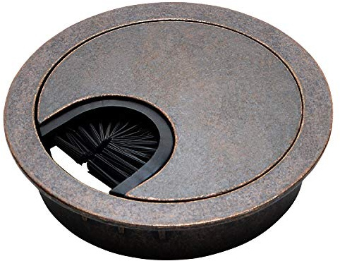 Metall-Kabeldurchführung, Antik-Bronze, 2 Stück, Lock in-Funktion mit Bürsten-Öffnung für die Verwaltung von Büro- und Computertischkabeln, 60 mm Lochöffnung, 5 Stück