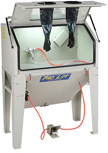 Pro-Lift-Werkzeuge Sandstrahlgerät 420 l Sandstrahlkabine Sandstrahler Frontklappe 420 Liter sand blaster Industriestrahler Beleuchtung