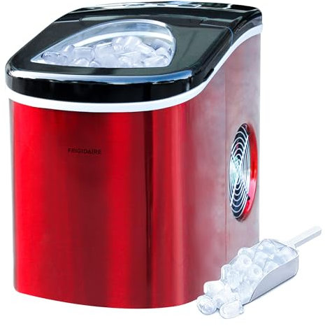 Frigidaire Counter top Portable, 26 lb per Day Nugget Ice Maker Machine (Red Stainless Steel)