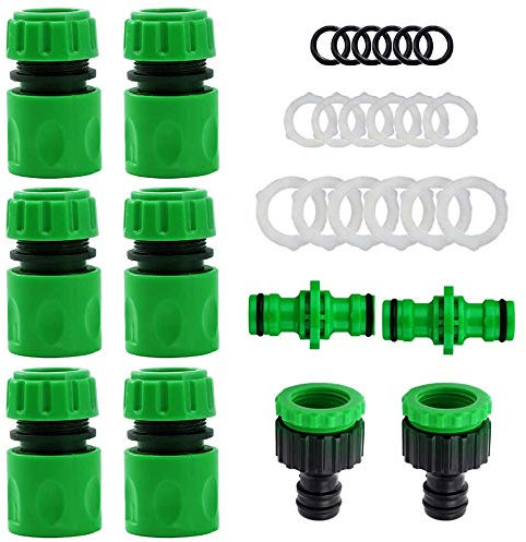 Connettori per Tubi da Giardino (2 Connettori Maschio Doppio 2 Connettori per Rubinetti 6 Connessione Rapida), Connettori per Tubi Dell'acqua da 1/2 e 3/4 di Pollice per Cucina Interna da Esterno