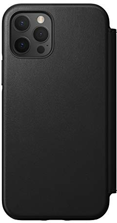 NOMAD Rugged Folio Wallet Phone Case for iPhone 12 Pro - MagSafe Compatible, 10ft. Drop Protection, Horween Leather - Black