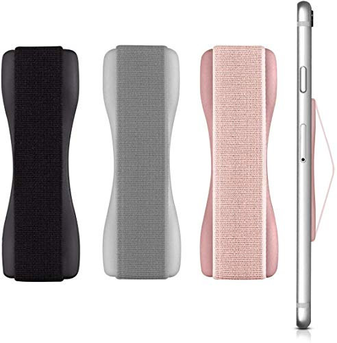 YiYaO Sangle de Doigt pour Smartphone, Dragonne Noire pour téléphone Portable, 3 Supports pour Smartphone