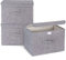 3Pcs Fabric Storage Boxes With Lids For Wardrobe Clothes Toy Foldable Linen 37 * 24 * 25cm (Grey)
