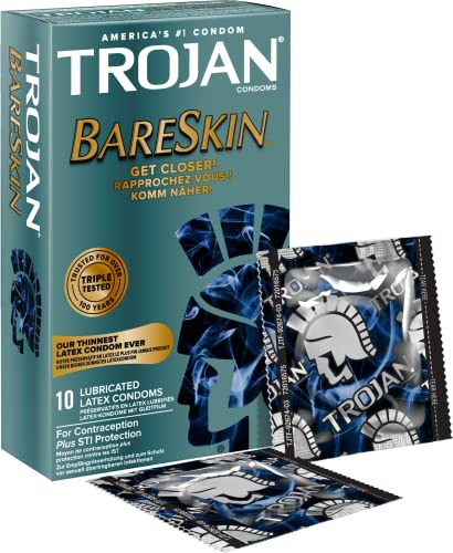 Trojan BareSkin Condoms, The Thinnest Trojan Condoms - Pack of 10