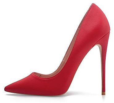 Zhabtuc Damen Pumps, Spitze Zehenpartie, High Heel, 12 cm, Party-Stilettos, mattierte Pumps, Rot, 38.5 EU