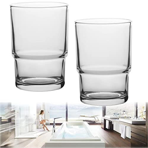 Bicchiere di Ricambio Portaspazzolini, 2 da parete Bicchiere Ricambio Porta Spazzolino in Vetro Satinato Bagno Accessori, Bicchiere di Vetro di Ricambio per Spazzolino da Denti (trasparente)