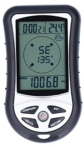 Digital Barometer Altimeter Compass Multifunction Electronic GPS Compass Weather Altimeter Compass Barometer Thermometer with LCD Backlight for Hiking Camping Outdoor Sports