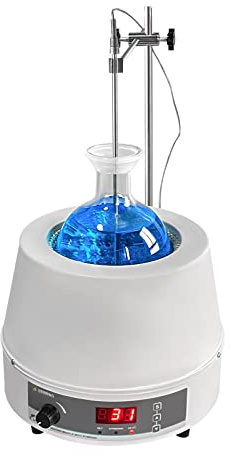 LAB FISH Chauffage Magnétique avec Manteau 1000ml, Agitateur Magnétique Thermostatique 350W de Laboratoire, Affichage Numérique, Sonde et Minuterie