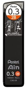 Pentel Ain Leads Refill for Mechanical Pencil | 0.3mm | 2B | 25pcs