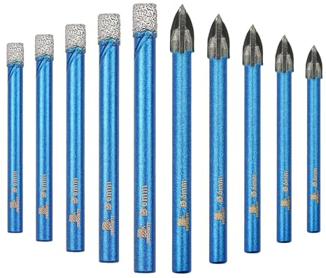 BRSCHNITT Brocas de Diamante con Vástago 6mm, Juego de brocas de diamante Para Cerámica, Granito, Porcelana, Azulejos, Gres fino