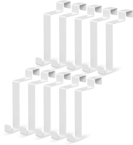 virea 10 x Türhaken Weiß - - Kleiderhaken zum einhängen - Türkleiderhaken aus Edelstahl - Haken für Türinnenseite - Garderobenhaken für Jacken, Taschen, Bademantel etc.