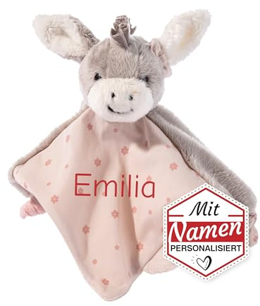 LALALO Baby Neugeborenen Geschenk für Mädchen, Sterntaler Schmusetuch mit Namen personalisiert, Emmi Girl zur Geburt & Taufe (26 cm)