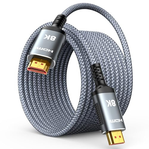 Highwings HDMI Kabel 8K 7.5M, HDMI 2.1 Kabel 48Gbps Ultra Highspeed 8K@60Hz 4K@120Hz 7680P HDR10 eARC DTS:X 3D HDCP 2.2&2.3, Kompatibel mit PS5/4/3 HDTV Blu-ray Player Monitor
