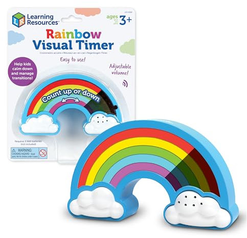 Learning Resources Rainbow Visual Timer for Kids, Sensory Timer for Autism, ADHD, 5 Time Increments, Light or Dark Mode, Ages 3+