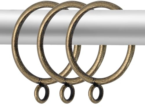 PHITUODA Vorhangringe aus antikem Messing, mit Ösen, 3,8 cm, Metallringe zum Aufhängen, Gardinenringe für Vorhänge und Stangen, 30 Stück