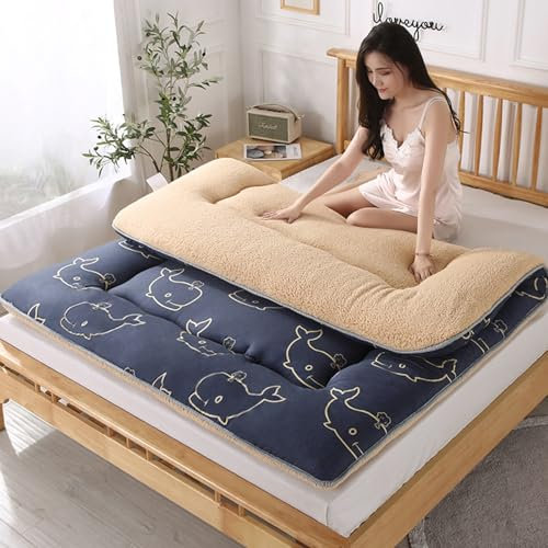 Matratze für Doppelbett, Queen-Size-Größe, Klappmatratze, Schlafmatte, Matratze, traditionelle Tatami-Matratze, japanische Boden-Futon-Matratze für Zuhause, Schlafsaal (Farbe: B-Alpaka, Größe: 90 x