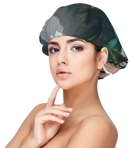 Serenity Lake Camping Erwachsene Satin Schlafmütze - Frauen Elastische Schlafhaube Verstellbare Übernachtung Haarabdeckung für Frisuren Schwarz, Schwarz, Einheitsgröße