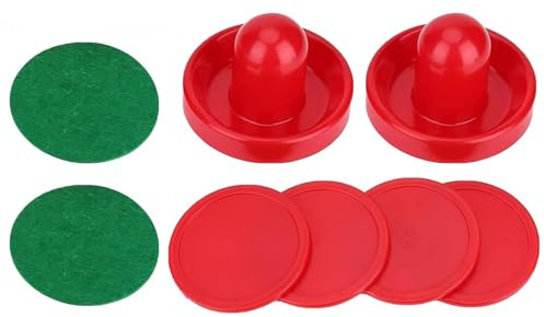 JYTDBCS 2 Pcs 60mm Air Hockey Replacement Set Portable Ice Hockey with Red Pusher Paddles, Green Pads and Red Pucks for Various Indoor Games Outdoor Activities Parties and Recreational Events