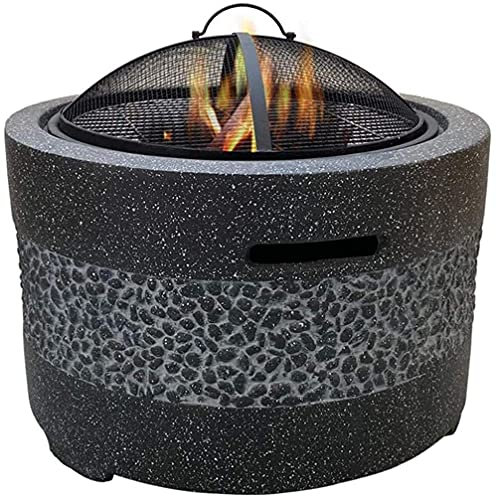 JFNHUTL Large Fire Pit Fire Bowl with Grill gray Cast Iron Brazier Heater Multifunctional Camping Bowl BBQ for Backyard,Camping,Picnic,Bonfire,Garden