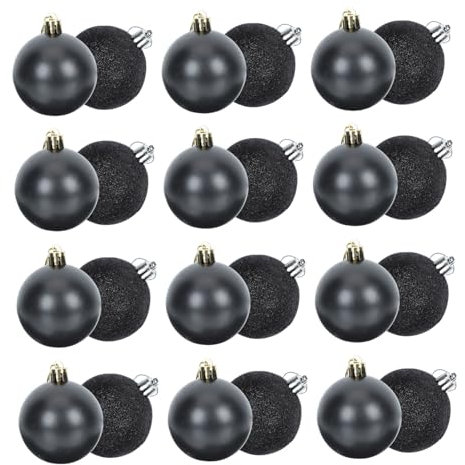 COLLBATH 24stücke Weihnachtsdekokugeln Runde Bälle Schmückt Anhänger Weihnachtsbaumkugeln Schwarz Zum Aufhängen Für Haus Und Garten