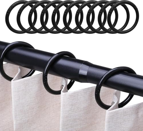 JAONLD 100 Pcs Shower Curtain Rings Plastic O-Shape Hanger Round Shower Pole Ring Hooks Decorative Rustproof Bath Drape Loop Clip for Bathroom, Tub, Changing Room, Windows Home Decoration(Black)