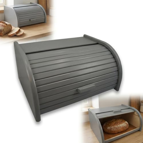 PEEWIT Boîte à pain en bois grande boîte à pain gris centrimètres 40x29x18