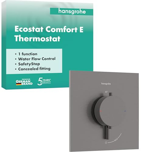 hansgrohe Ecostat Comfort E - Duschthermostat Unterputz, Duscharmatur mit Sicherheitssperre (SafetyStop) bei 40° C, Thermostat für die Dusche, für 1 Verbraucher, Brushed Black Chrome, 33710340
