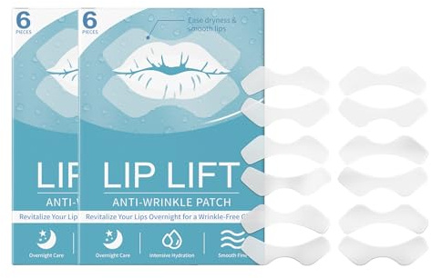 Cerotti antirughe per labbra, confezione da 6 cerotti per il viso, riducono le rughe e le linee sottili, linea del sorriso levigante durante la notte e rughe della zona delle labbra, adatti per tutti