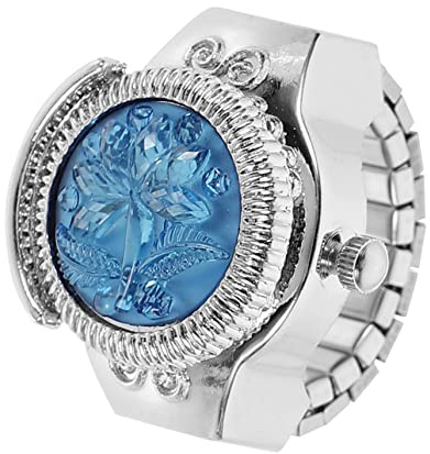 MUCKLILY Ringförmige Uhr Für Damen Dekoratives Ring-Design Mit Kreativem Rosendekor Modischer Fingerschmuck Stilvolle Uhr Für Alltag Bequem Und Langlebig
