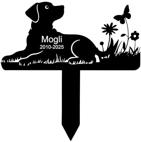 Wondramble Grabstein Hund für Draußen,grabschmuck Hund wetterfest,gartenstecker,gedenktafel,Edelstahl grabstecker personalisiert