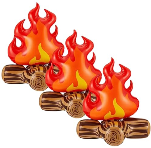 2 Stück Künstliches Feuer, Feuerball, Aufblasbare Flammen Für Lagerfeuer To Go, Fake Feuer Für Party, Künstliches Lagerfeuer, Flammenwerfer Party, Größe 28 X 30 Cm