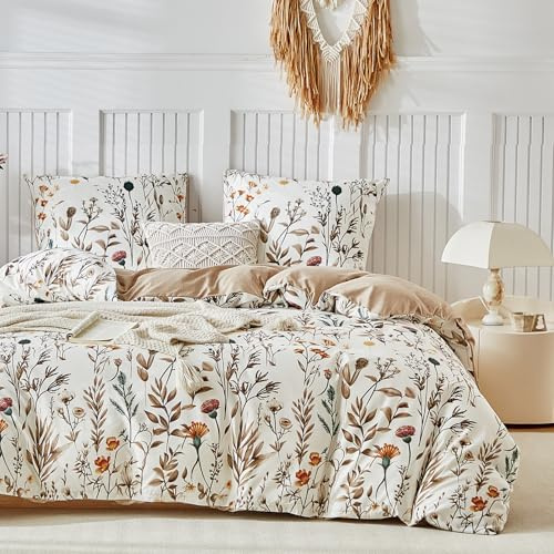TTCM Set Copripiumino per Letto 150, Copripiumino 220x240 cm, Include 1 Fibra Ultrafine con Stampa Floreale, Copripiumino 220x240 cm + 2 Federe per Cuscino 65x65 cm, con Cerniera