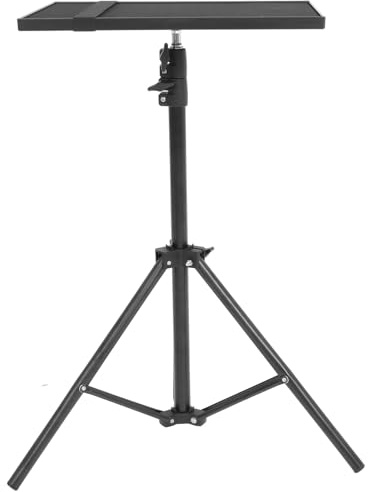 Kisangel Soporte Ajustable para Proyector de Aluminio Negro 06 M Bandeja Práctica para Tablet y Laptop Trípode Multifuncional para DJ Aulas Reuniones y Uso Exteriores