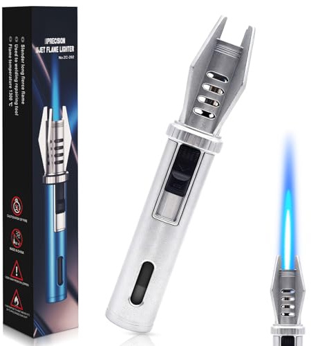 Encendedor Velas, Mechero Largo, Jet Flame Encendedor, Encendedor a Prueba de Viento, Encendedor de Gas Recargable, para Acampar al Aire Libre, Cocina (Se Vende sin Gas Butano)