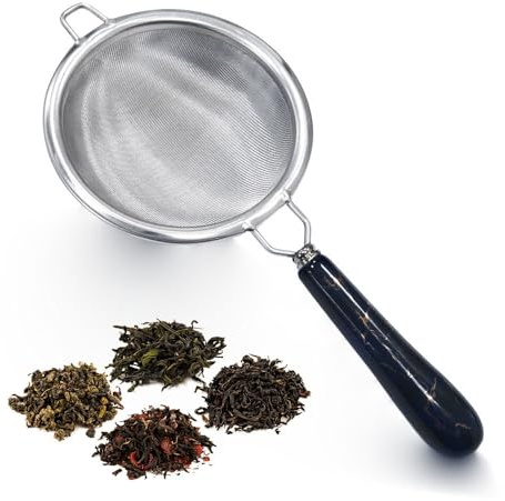 Tea Strainer, 304 Stainless Steel Sieve Loose Tea Infuser Fine Mesh with Handle 7cm/2.7inch Wide Strong Filter for Loose Leaf Tea, Herbal Infusions, Coffee for Teapots Cups Mugs, Dishwasher Safe