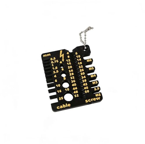 3D Printed Wire and Screw Measuring Tool – Compact Cable Gauge and Bolt Size Identifier | PLA Electrician Tool for Wire Diameter & Screw Size Measurement (black)